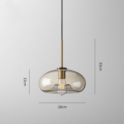 Vaska - Ovale Glazen Hanglamp Cognac Vintage