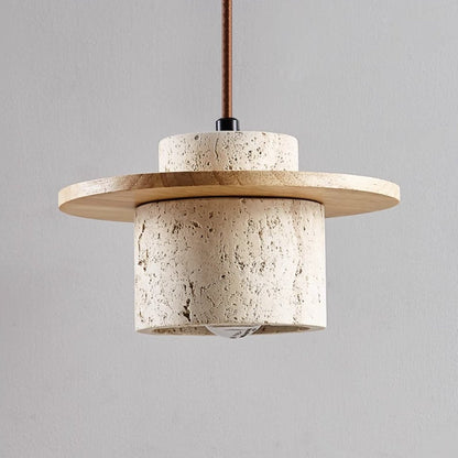 Evin - Travertijn Hanglamp met Hout