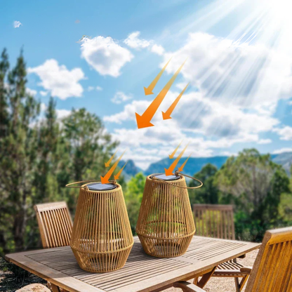 Dura - Handgemaakte Solar Rotan Tuinlantaarn