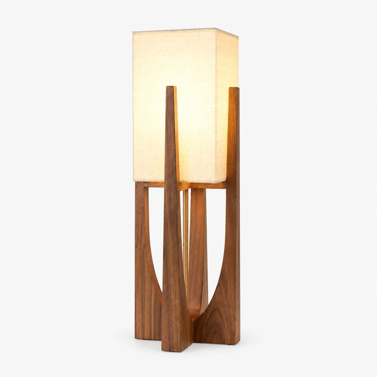 Eyja - Wabi Sabi Houten Tafellamp met Stoffen Kap