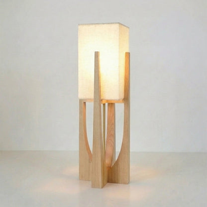 Eyja - Wabi Sabi Houten Tafellamp met Stoffen Kap