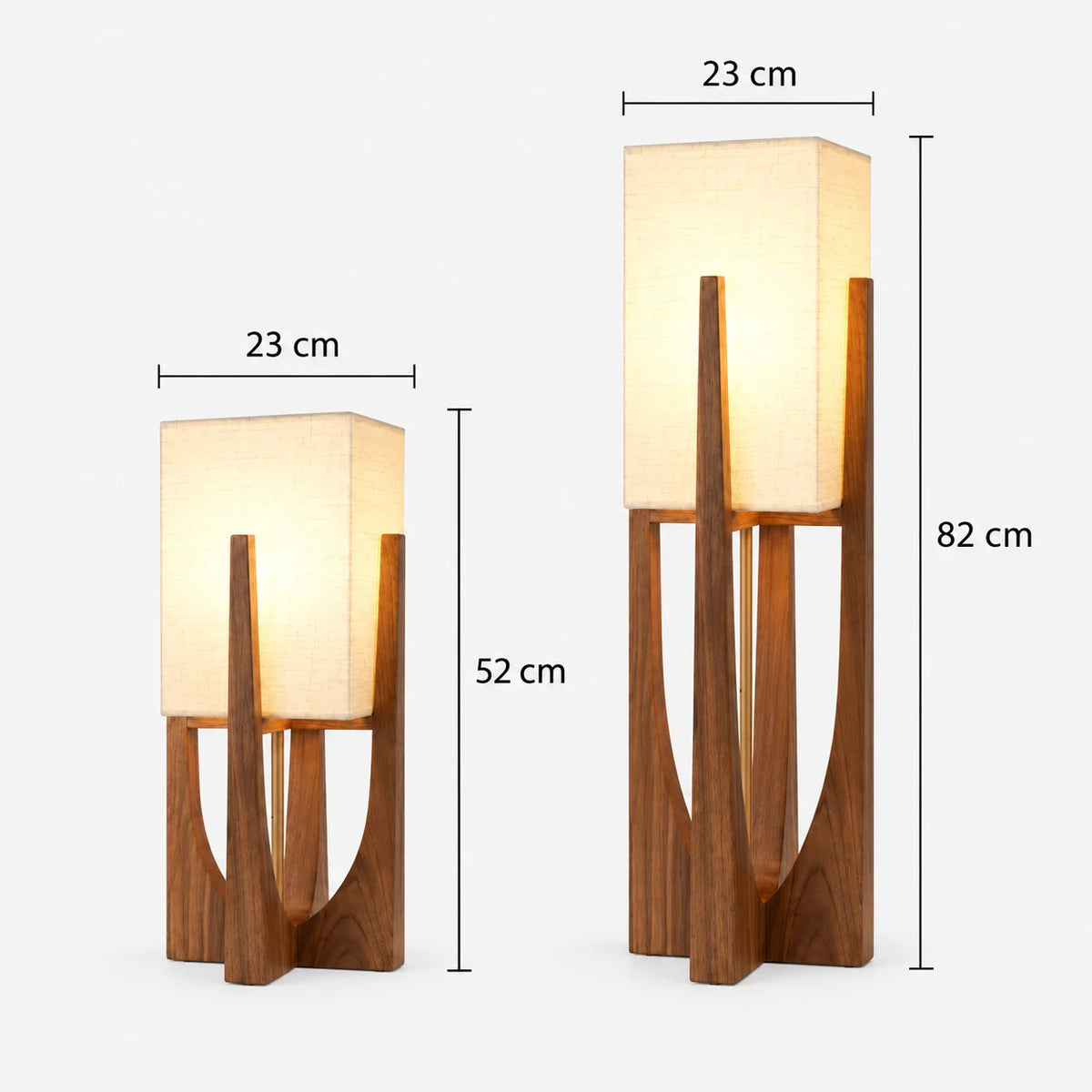 Eyja - Wabi Sabi Houten Tafellamp met Stoffen Kap