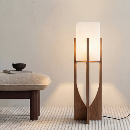 Eyja - Wabi Sabi Houten Tafellamp met Stoffen Kap
