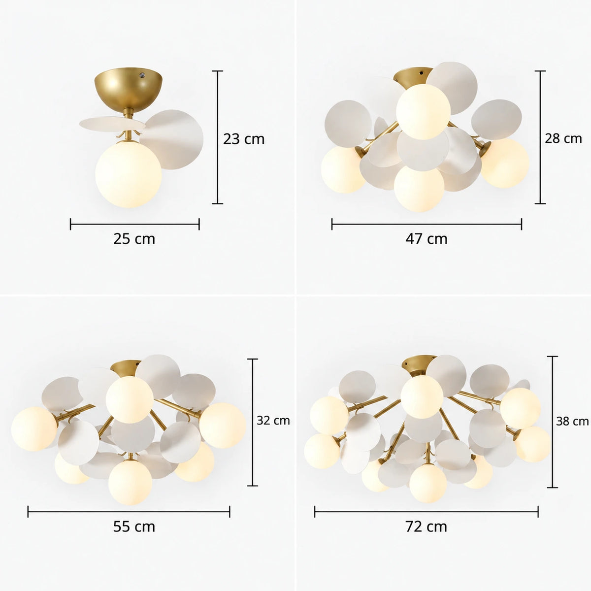 Hilja - Plafondlamp Glazen Bollen Bladeren