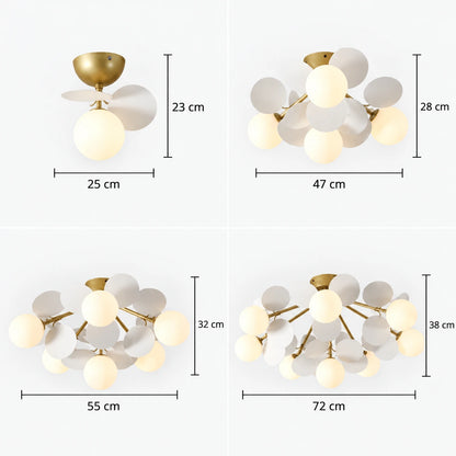 Hilja - Plafondlamp Glazen Bollen Bladeren