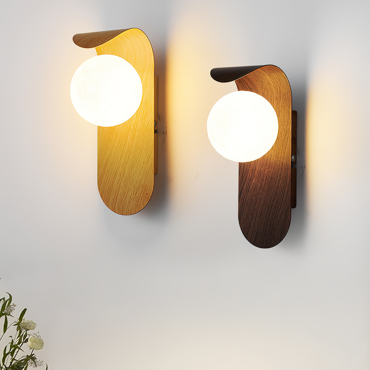 Hulda - Moderne Wandlamp Houtlook Bol