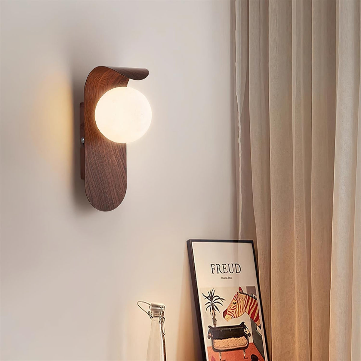 Hulda - Moderne Wandlamp Houtlook Bol