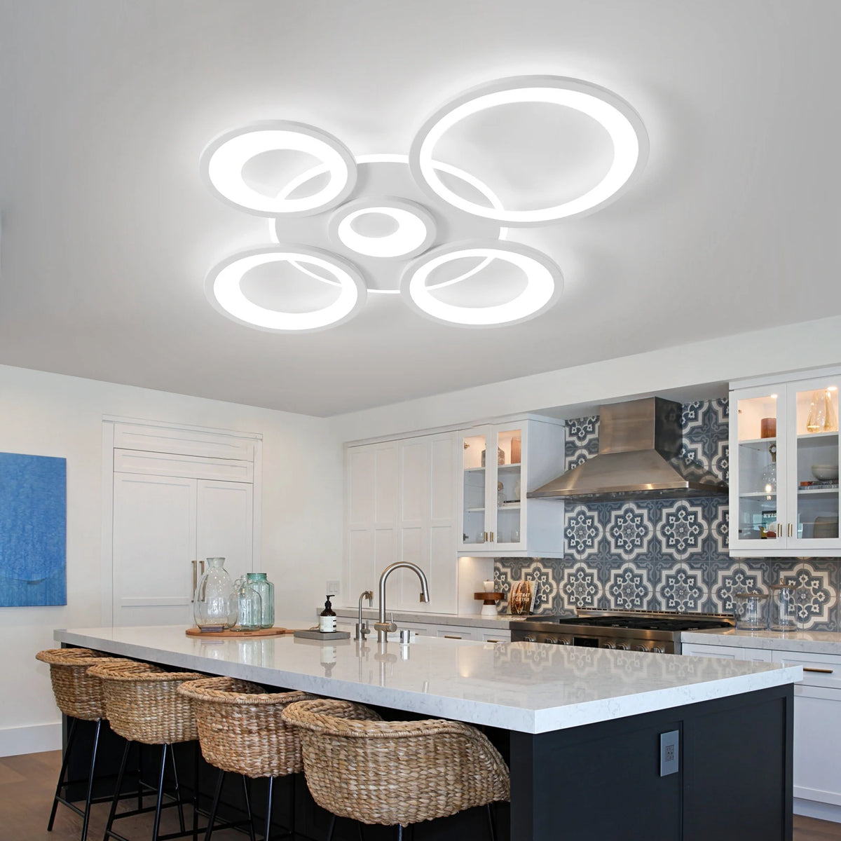 Iselin - Witte LED Plafondlamp Ringen Dimbaar