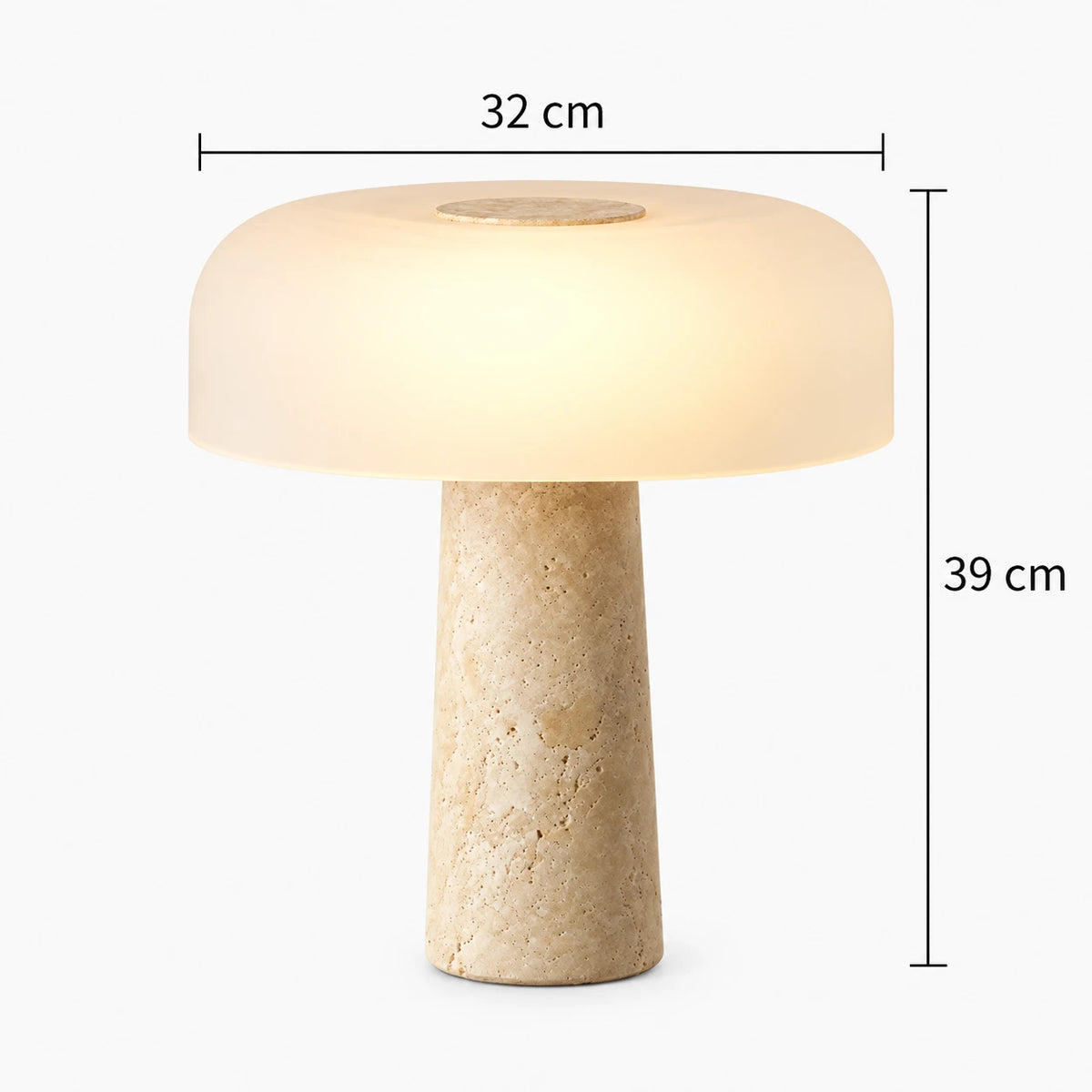 Jorun - Paddenstoel Tafellamp Travertin Glas