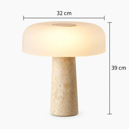 Jorun - Paddenstoel Tafellamp Travertin Glas