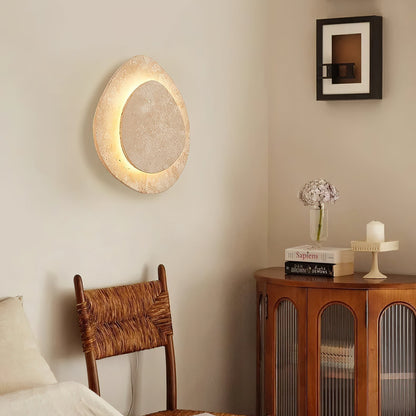Saga - Travertin Wandlamp LED Kiezelvorm
