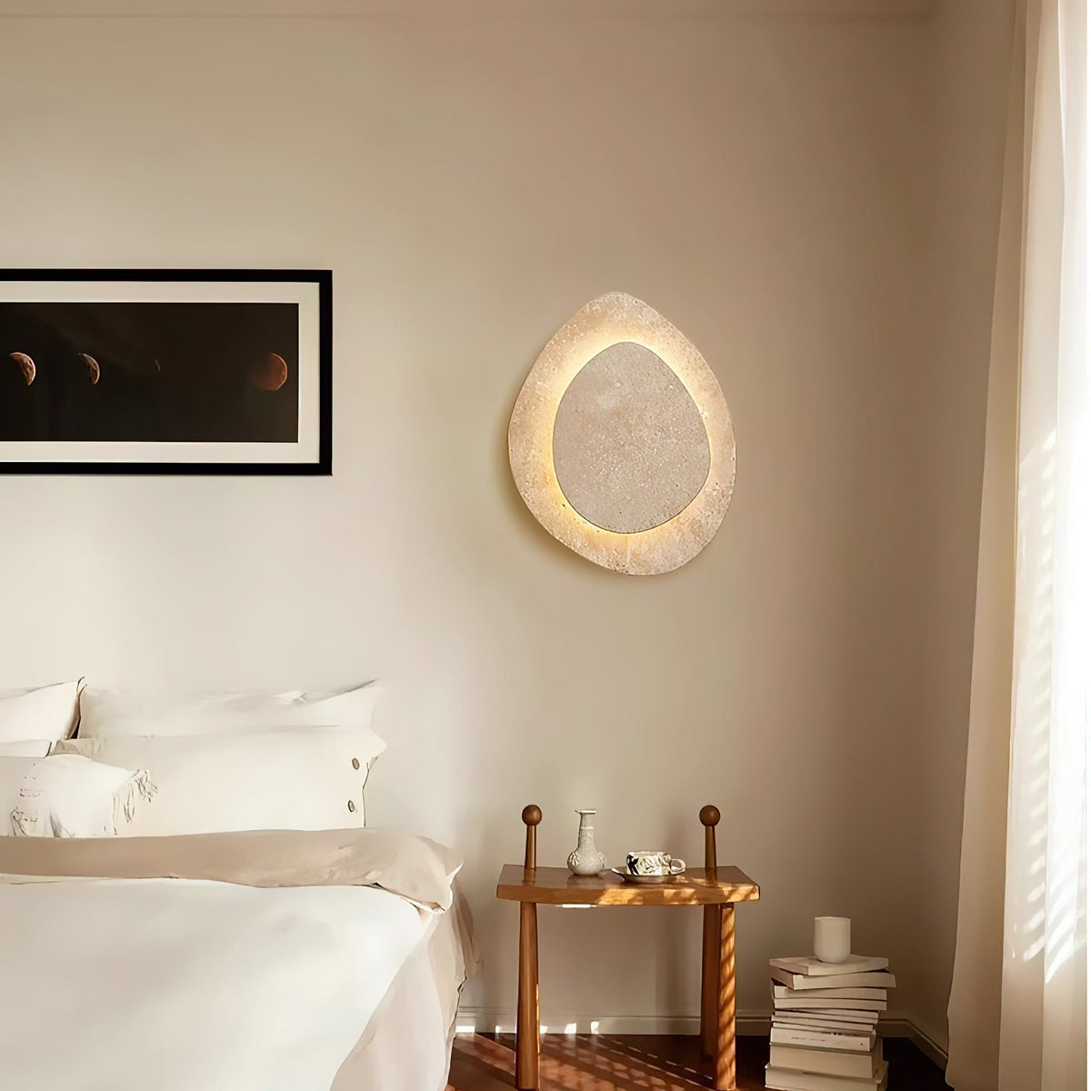 Saga - Travertin Wandlamp LED Kiezelvorm